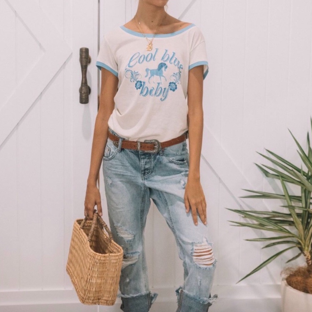 Spell Cool Baby Blue Tee Size Small Nwt
